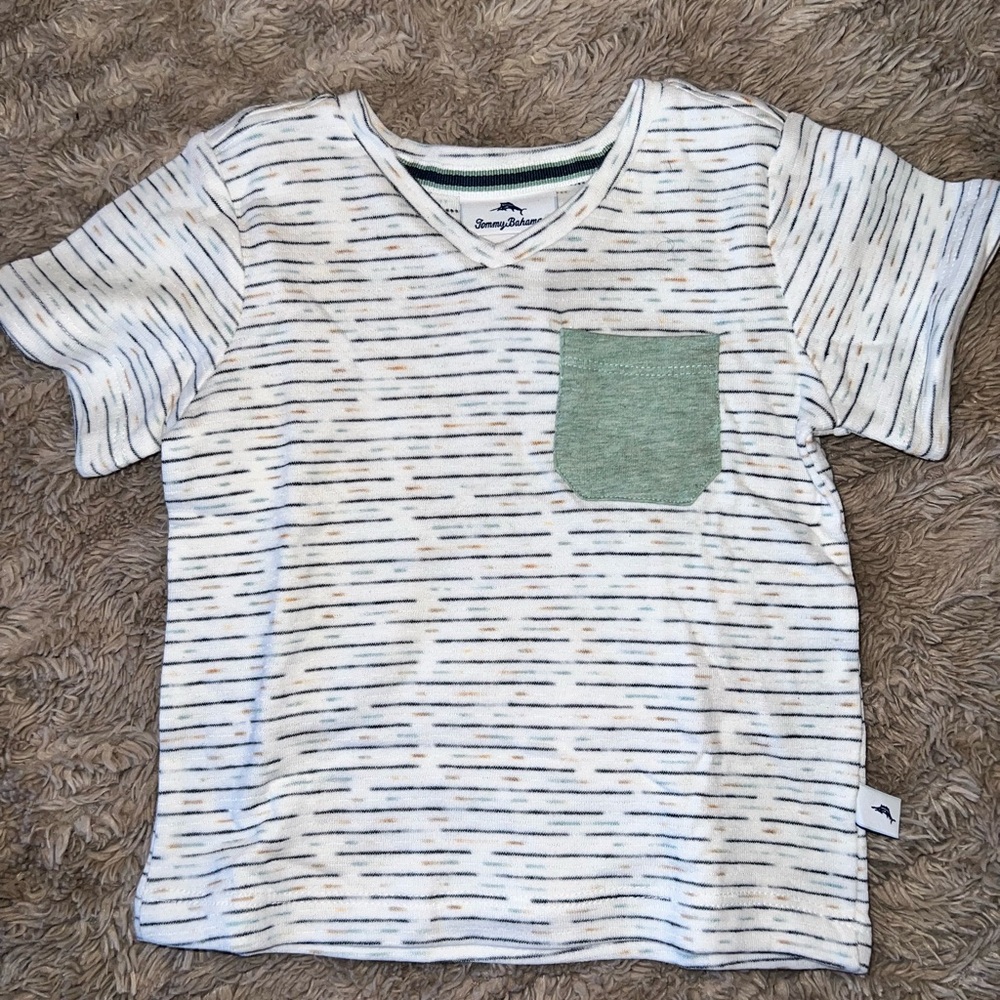 Striped Kids T-Shirt with Green Pocket